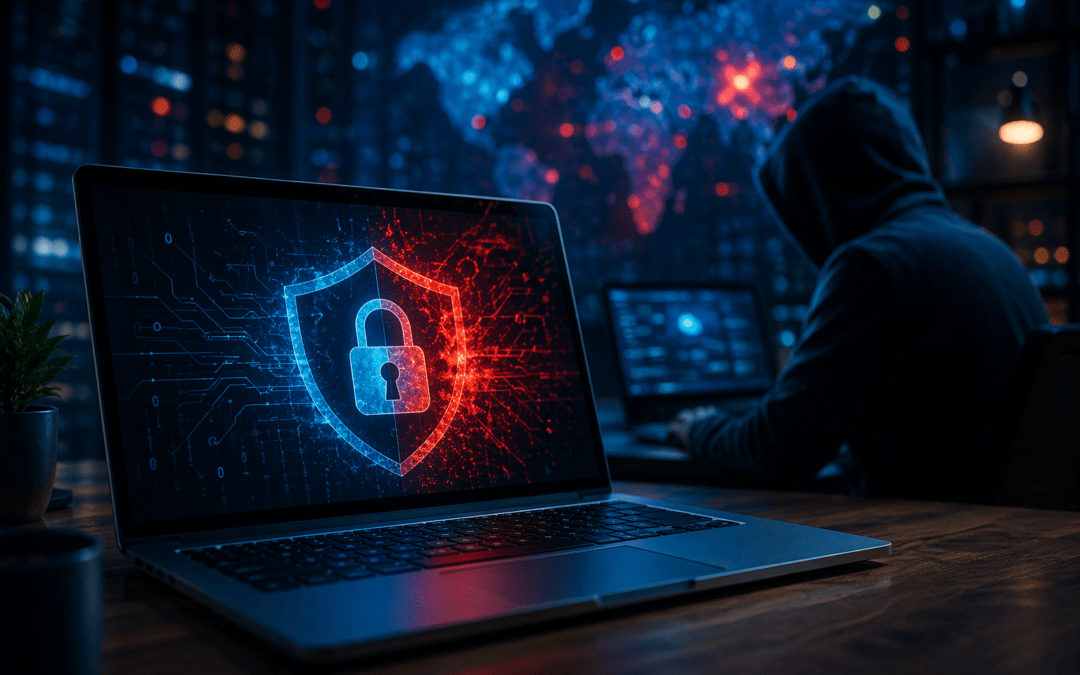 Hacker en action dans un bureau high tech