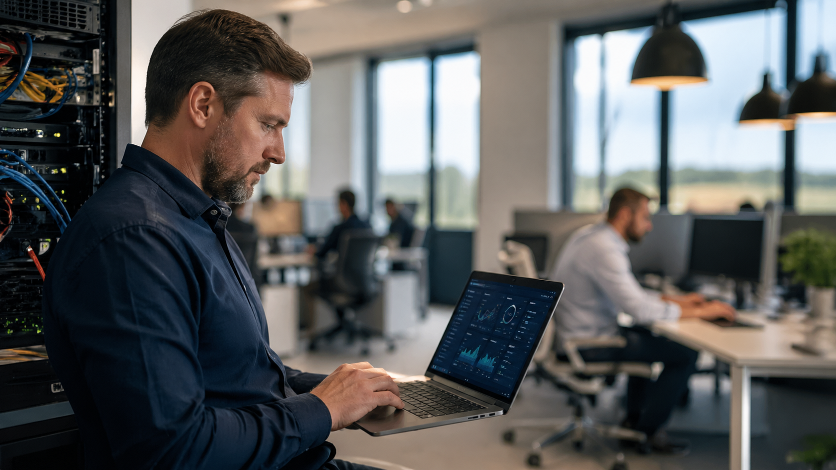 Technicien en infogérance informatique contrôlant le parc d’une PME