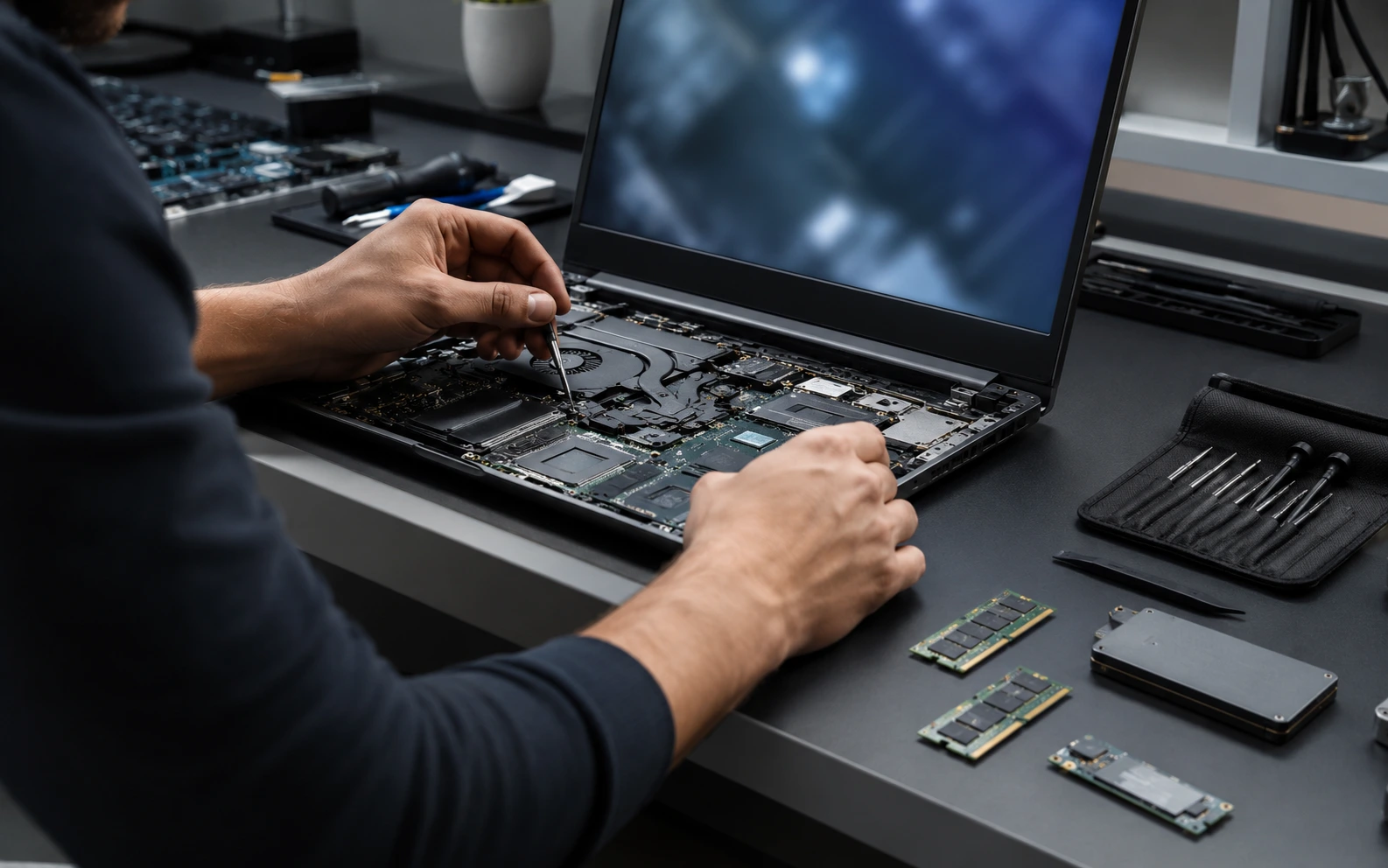 Diagnostic et réparation PC en atelier à Ménilles pour les clients de l’Eure