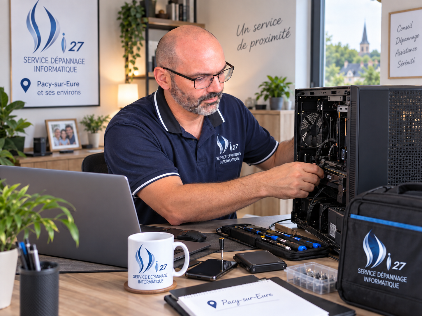 Réparation d’un ordinateur portable à l’atelier SD Informatique 27 à Ménilles près de Pacy-sur-Eure
